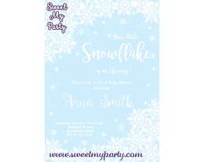 Winter Wonderland Baby Shower Invitation blue,(005)